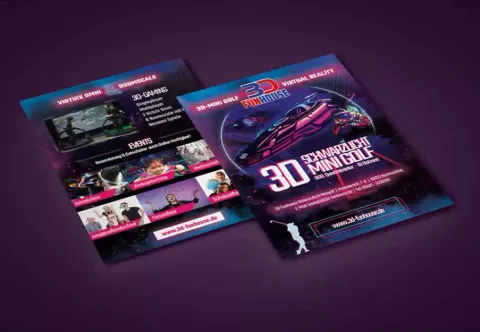 3D Funhouse – Freizeitpark-Website mit Schwarzlicht-Minigolf und Online-Buchung