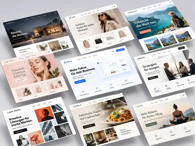 Auswahl von ixOne gestalteter Websites als Portfolio-Collage