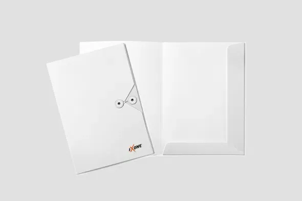 Präsentationsmappe mit ixOne-Logo und Einstecktasche
