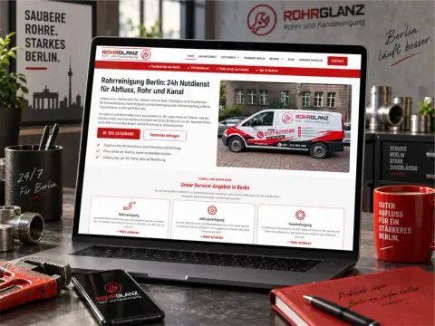 Rohrglanz Rohrreinigung Berlin – conversion-optimierte Notdienst-Website mit 24/7-Fokus