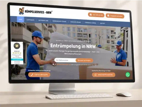 Entrümpelungsservice NRW – Website mit Festpreisanfrage und Leistungsübersicht