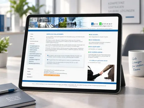 Uwe Büttner Reinigungsdienst – Website mit Reinigungsleistungen und Kontakt